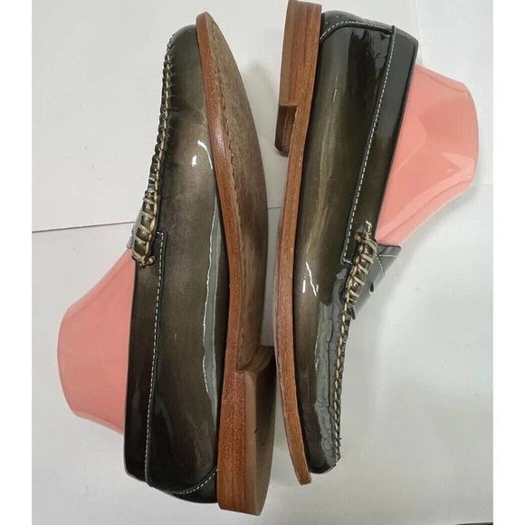 Bass Green Patent Metallic Penny Loafers Weejuns 9.5 rare color - Picture 9 of 11